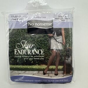 No Nonsense Sheer Endurance Control Top Pantyhose MIDNIGHT BLACK SIZE: A
